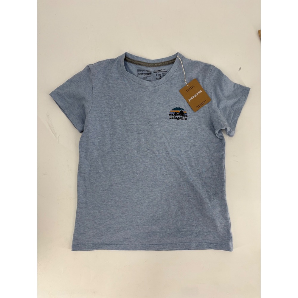 Patagonia Womens Skyline Stencil Responsibili-Tee Steam Blue XS 37684 SP23